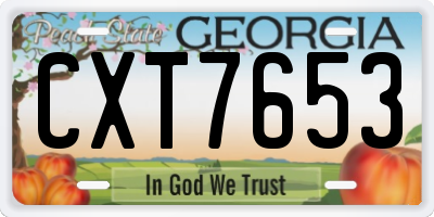 GA license plate CXT7653