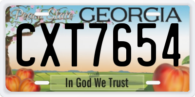 GA license plate CXT7654