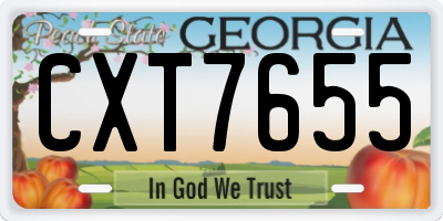 GA license plate CXT7655