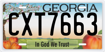 GA license plate CXT7663