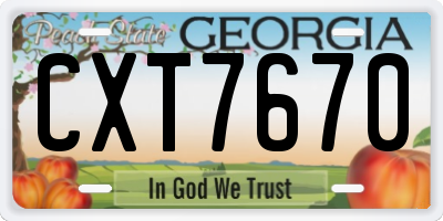 GA license plate CXT7670