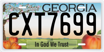 GA license plate CXT7699