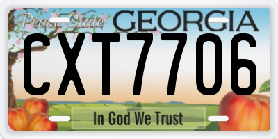 GA license plate CXT7706