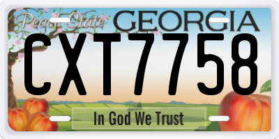 GA license plate CXT7758
