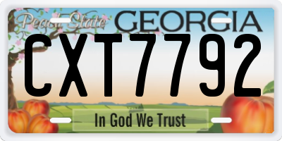 GA license plate CXT7792