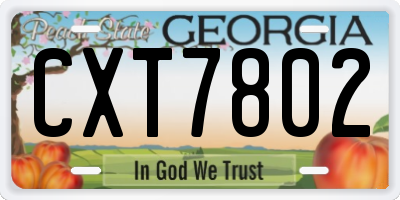 GA license plate CXT7802