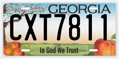 GA license plate CXT7811