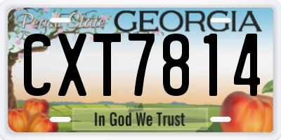 GA license plate CXT7814