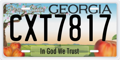 GA license plate CXT7817