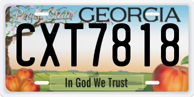 GA license plate CXT7818