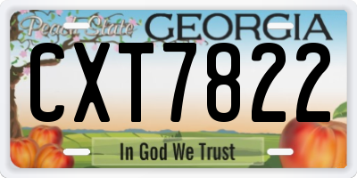 GA license plate CXT7822