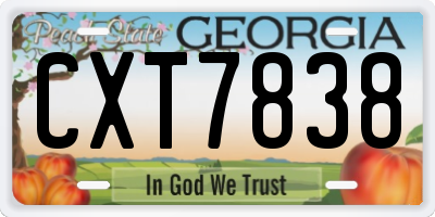 GA license plate CXT7838