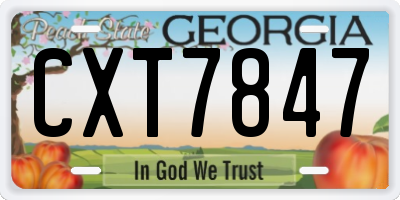GA license plate CXT7847