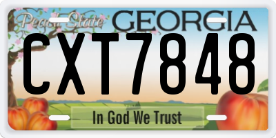 GA license plate CXT7848