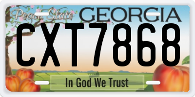 GA license plate CXT7868