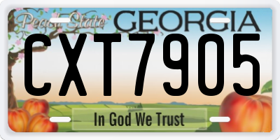 GA license plate CXT7905