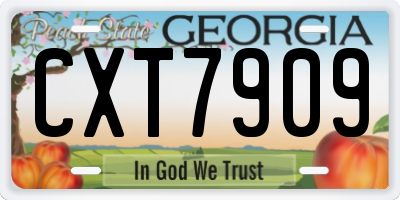 GA license plate CXT7909