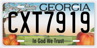 GA license plate CXT7919