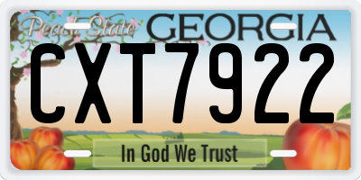 GA license plate CXT7922
