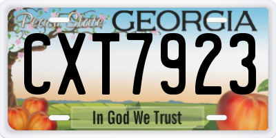 GA license plate CXT7923