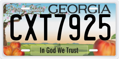 GA license plate CXT7925