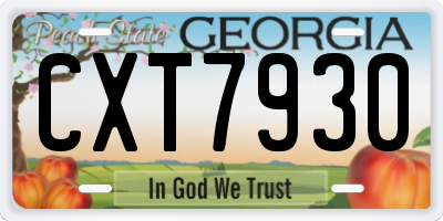 GA license plate CXT7930
