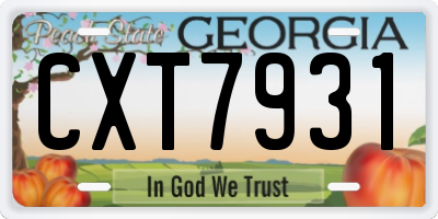 GA license plate CXT7931