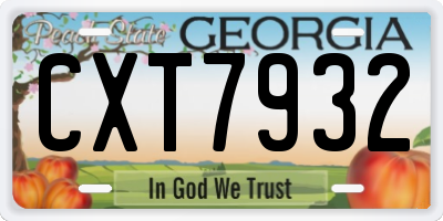 GA license plate CXT7932