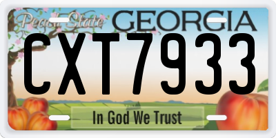 GA license plate CXT7933