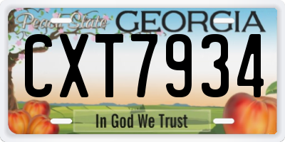GA license plate CXT7934