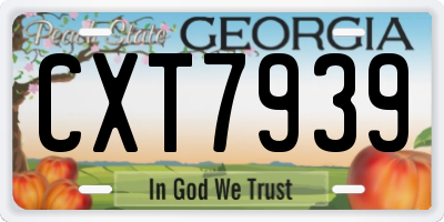 GA license plate CXT7939