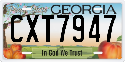GA license plate CXT7947