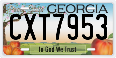 GA license plate CXT7953
