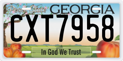 GA license plate CXT7958