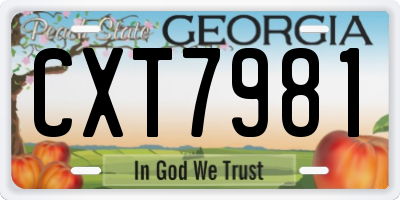 GA license plate CXT7981