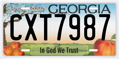 GA license plate CXT7987