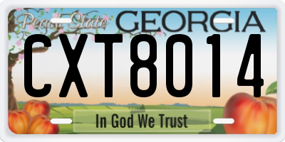 GA license plate CXT8014