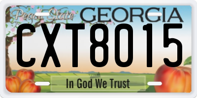 GA license plate CXT8015