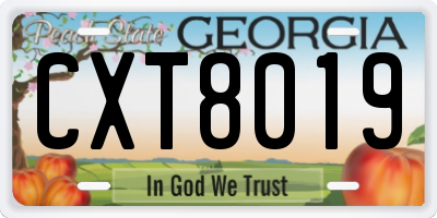 GA license plate CXT8019