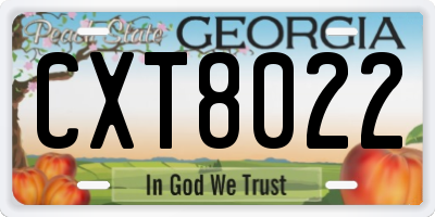 GA license plate CXT8022