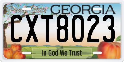 GA license plate CXT8023