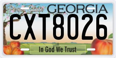 GA license plate CXT8026