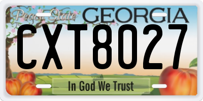 GA license plate CXT8027