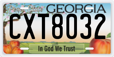 GA license plate CXT8032
