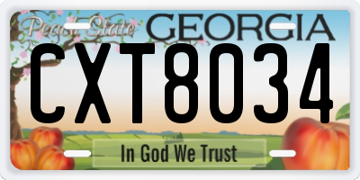 GA license plate CXT8034