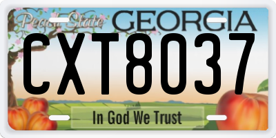 GA license plate CXT8037