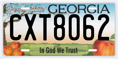 GA license plate CXT8062