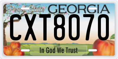 GA license plate CXT8070