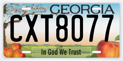 GA license plate CXT8077