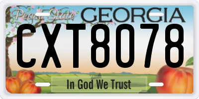 GA license plate CXT8078